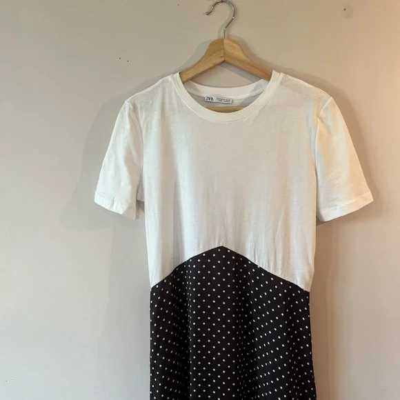 Zara Cotton+Satin Polkadot Dress - Picture 3 of 7